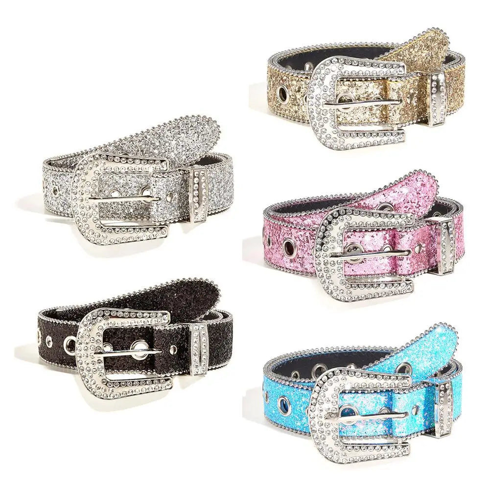 Women's Rhinestone Belt Shiny Sequined Jeans Waistband European American Fashion Decoration Versatile Glamorous Waist Chain