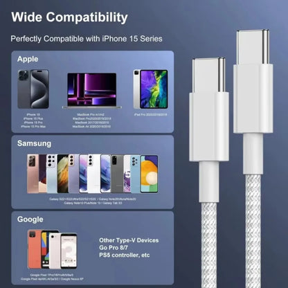 Kabel ładujący NNBILI USB C do USB C 60W Szybkie ładowanie Obsługuje szybkie ładowanie dla iPhone 17 16 15 Pro Max Samsung S26 S26 Huawei