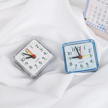 Table Clock Square Alarm Clock Small Alarm Electronic Bed Compact Travel Clock Quartz For Child Students Desk Alarm