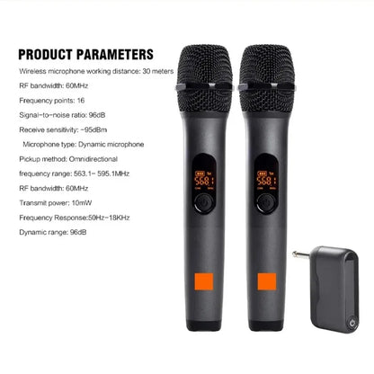 Professional 2 Channel For JBL PartyBox DJ UHF digital Wireless Handheld Microphone System with rechargeable TWO microphone