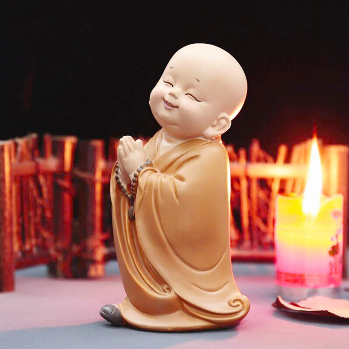 Mini Little Monk Statue Resin Monk Figurine Cute Buddha Monk Statue Decoration Home Living Room Desktop Ornament Children's Gift