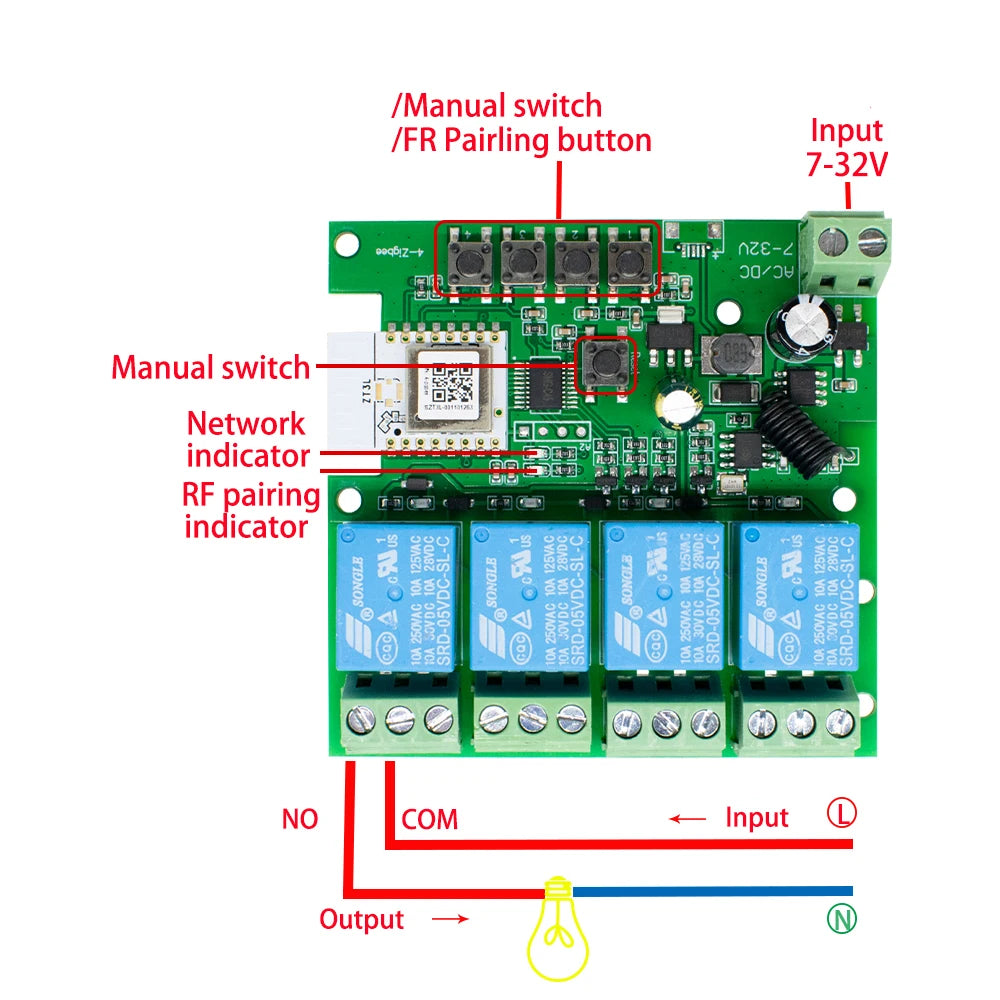 Zigbee Relay Breaker 7-32V 85-250V Switch Module Control Works With Tuya Smart Life App Alexa Google Smartthings Ewelink Hub