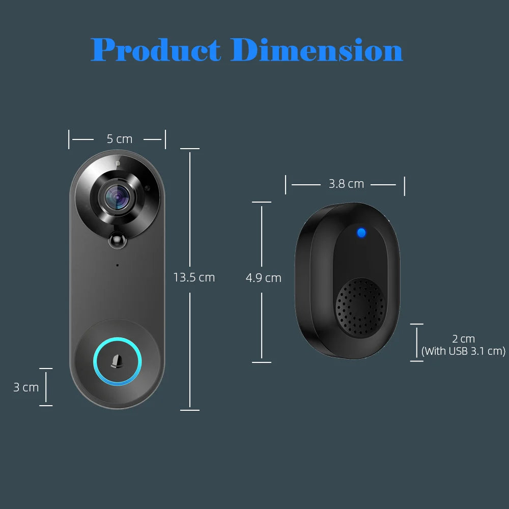 Bezprzewodowa kamera dzwonkowa 1080P WiFi Smart Door Bell Tuya Smart Home Security Detekcja ruchu Night Vision Intercom Dzwonek