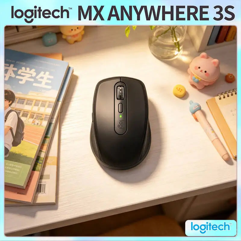 Premium MX Anywhere 3S Mouse - 8000 DPI, MagSpeed Scroll, Anti-Slip Surface, Ideal for Electronics Store Owner Desk Setup Work