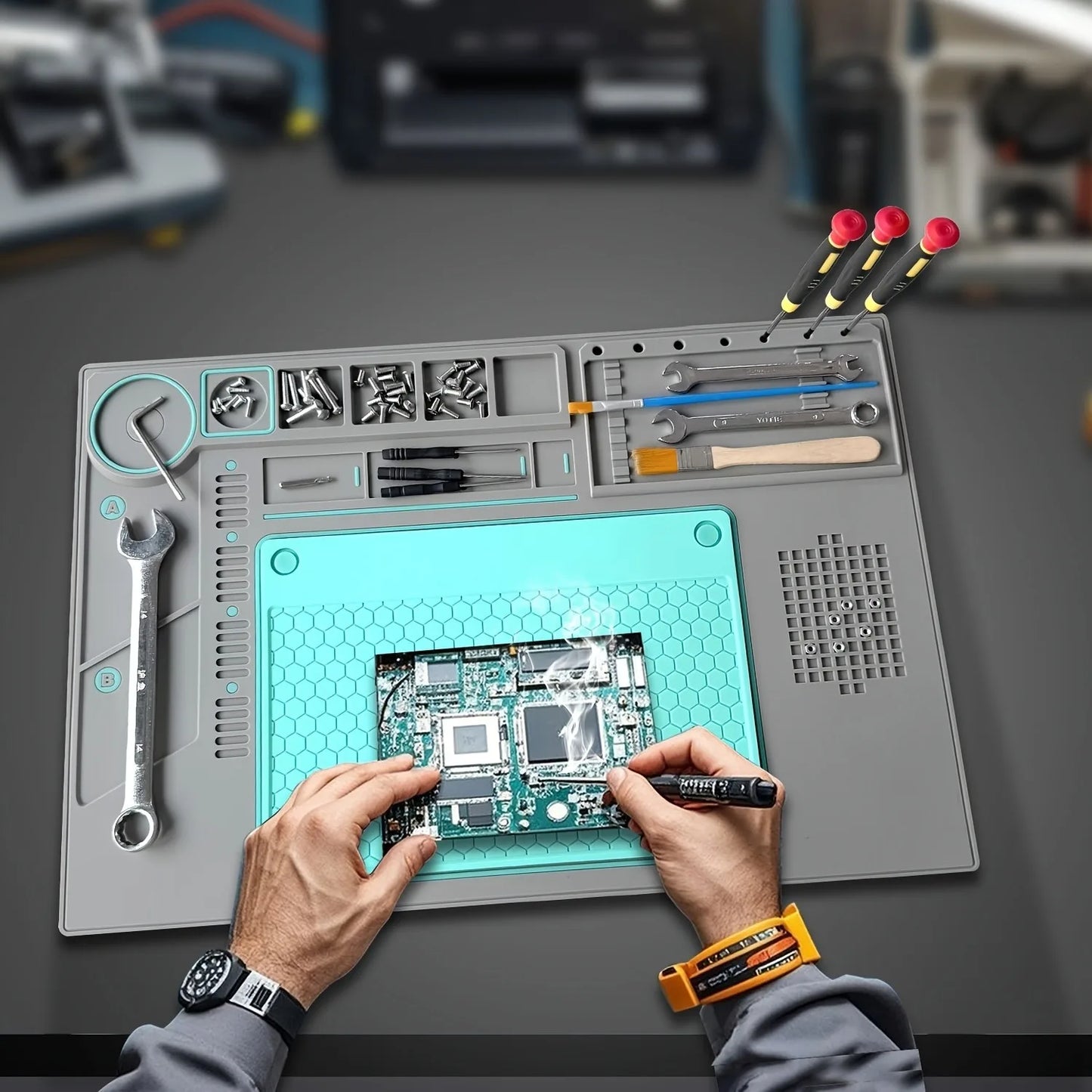 Repair Pad Insulation Heat-Resistant Soldering Station Silicon Soldering Mat Work Pad Desk Platform for BGA Soldering Station