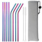 11Pcs Reusable Black Straw Set 304 Stainless Steel Straw Straight Bent Drinking Straw With Cleaning Brush Home Bar Accessory