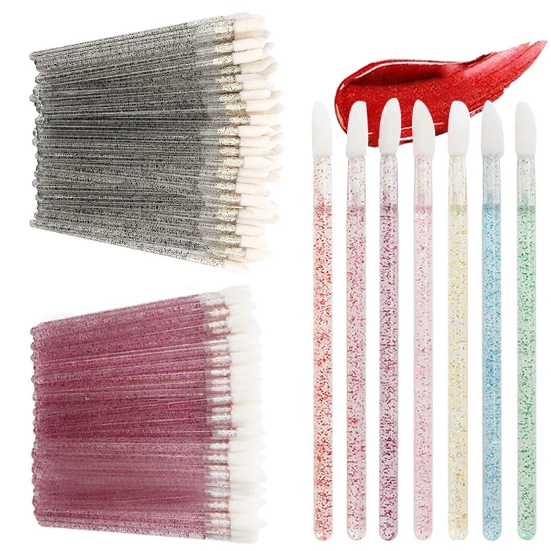 300/500PCS Crystal Lip Brushes Set Wholesale Lipstick Gloss Wands Applicators For Eyelash Extension Makeup Brush Beauty Tool