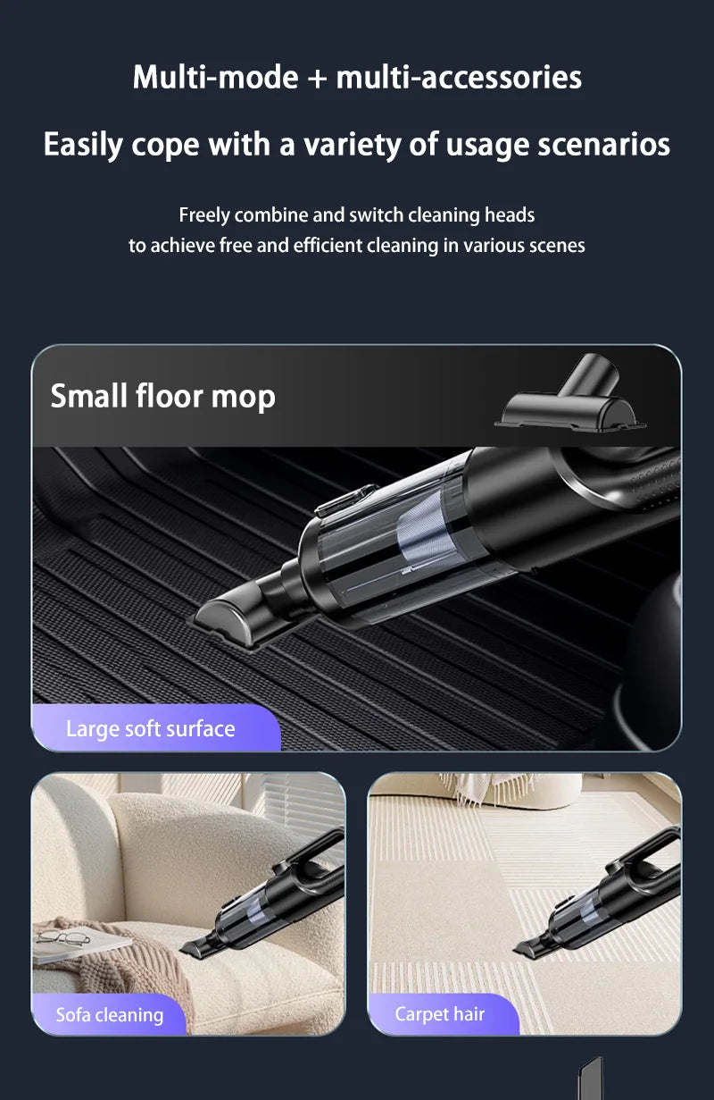 Car Vacuum Cleaner Wireless One-Button Dust Dump High-Power Portable Vacuum Cleaner Large Suction Mini Handheld Vacuum Cleaner