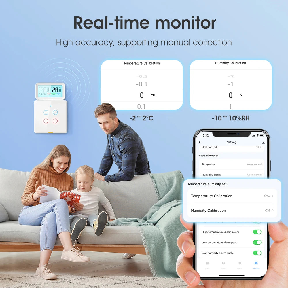 Zigbee Weather Station Digital Thermometer Room Tuya Smart Hygrometer Electronic Table Clock Temperature And Humidity Sensor