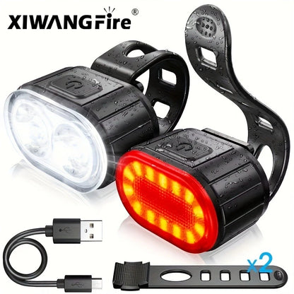 USB-C Rechargeable Bicycle Lights Bike Safety Warning Lamp Outdoor Waterproof Cycling Flashlight For Mountain And Road Bikes