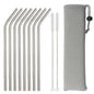 5/10Pcs Reusable Drinking Straw 304 Stainless Steel Straws Straight Bent Metal Straw with Cleaner Brush Pouch Wholesale