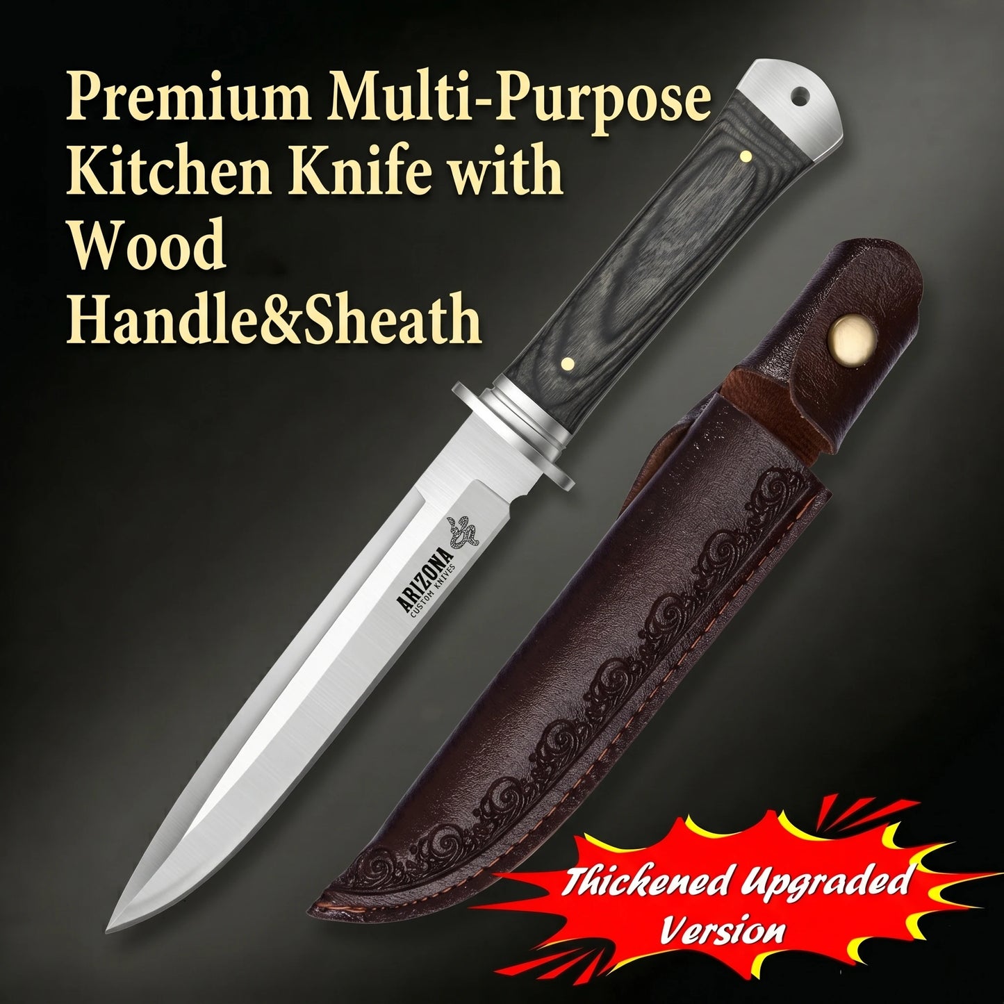 New Heavy-Duty Multi-Purpose Kitchen Knife 5Cr13 Stainless Paring Knife, Ergonomic Pakkawood Handle High-End Utility Knife Tool
