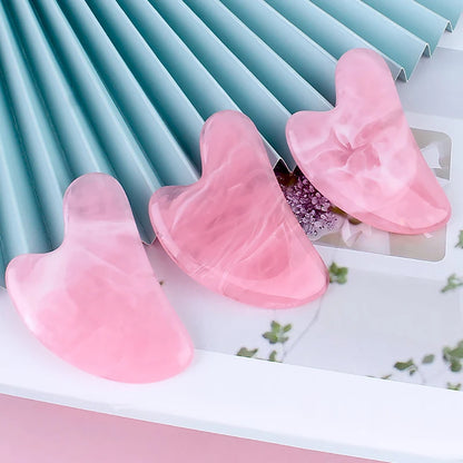 Natural Stone Jade Gouache Scraper Rose Quartz Facial Gua Sha Tools Neck Massager for Face Lifting Wrinkle Remover Beauty Health