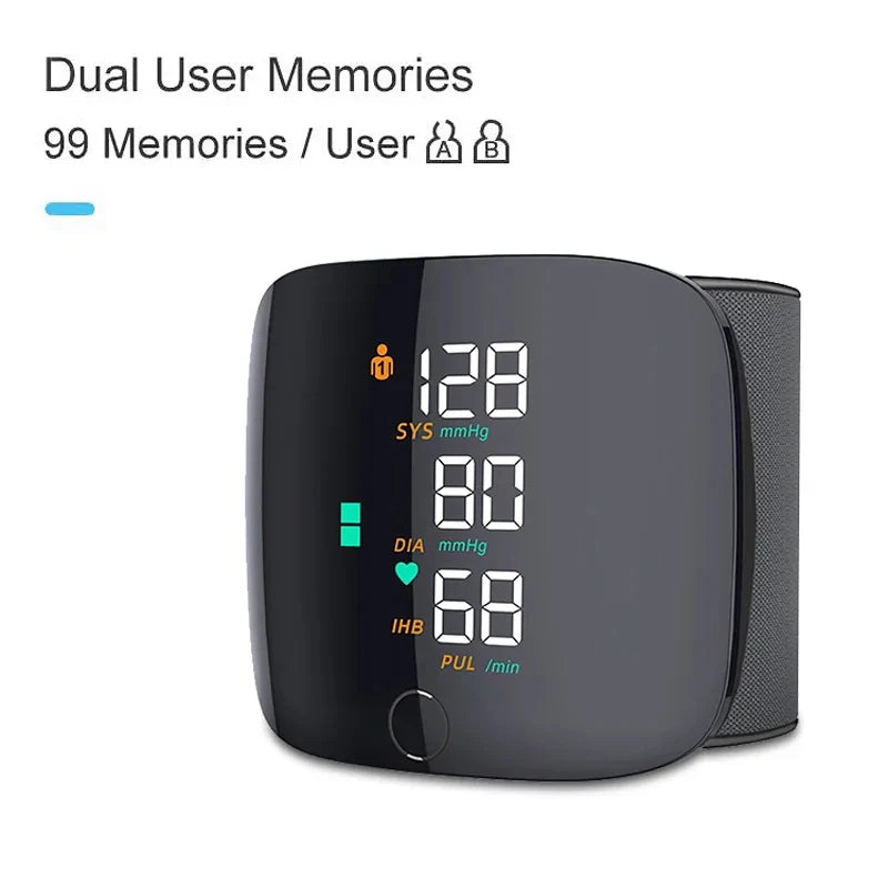 New LED Wrist Blood Pressure Monitor Rechargeable English Voice Broadcast Sphygmomanometer Tonometer BP Monitor