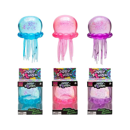 Glitter Octopus Squishy Toy Soft Stress Relief Fidget Toy Squeeze Jellyfish Squishy Compression Decompression Toy for Kid Adults