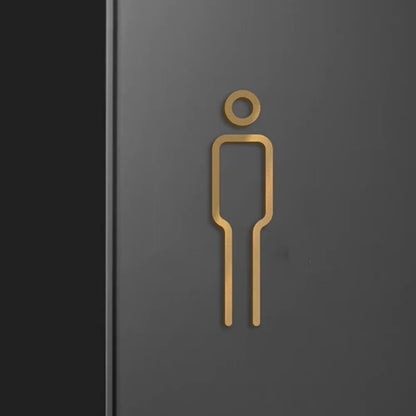 Fashion Black Gold Color Toilet Sign Plate Brass Wash Room Door Wall Label Sticker Wc Holder Signage Board