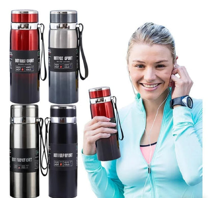 1L Stainless Steel Vacuum Insulated Thermal Flask Bottle for Hot Cold Water Coffee Tea Portable Double Wall BPA Free