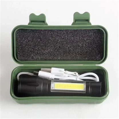Portable COB+LED Camping Light Flashlight USB Rechargeable Zoom Tactical Torch Lamp Waterproof Emergency Torch Christmas Gift