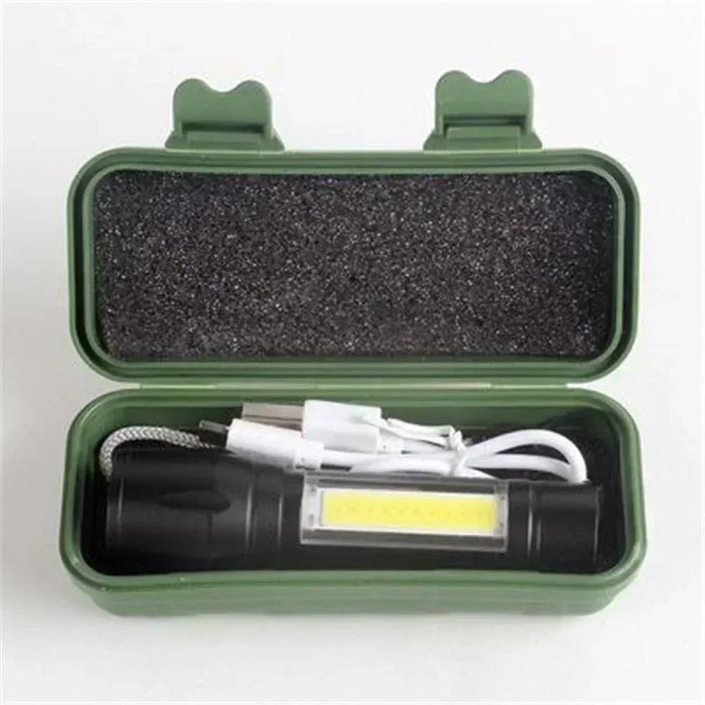 BALDR Mini Rechargeable LED Flashlight COB+XPE Portable Torch Zoomable Light Tactical Flashlight outdoor Camping Fishing Lantern