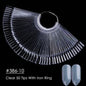 50pcs False Nail Display Tips Clear Nature Color Chart Oval Fan Style UV Gel Polish Swatch Shows Palette Practice Manicure Tools