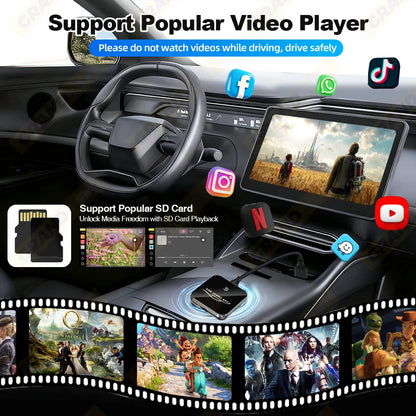 Grandnavi Android 13 3in1 CarPlay Ai Box Wireless Android Auto USB Adapter For Youtube Netflix Tiktok Universal AI Box Plug Play