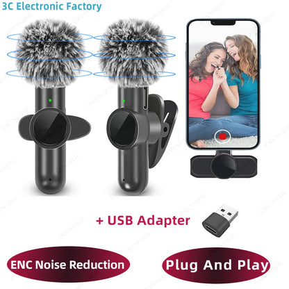 2.4G Wireless Lavalier Microphone Noise Cancelling Audio Video Recording for iPhone/iPad/Android/Xiaomi/Samsung Live Game Mic