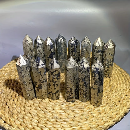 Natural Pyrite Tower, Crystal Energy Tower, Spiritual Energy Quartz Chakra Magic Column - Home Decor, Holiday Gifts