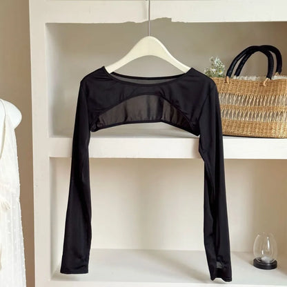 Ultra-thin Long Sleeve Crop Top Quick-Drying Anti UV Long Ice Silk Sleeves Solid Color UV Protection Sunscreen Arm Covers Girls