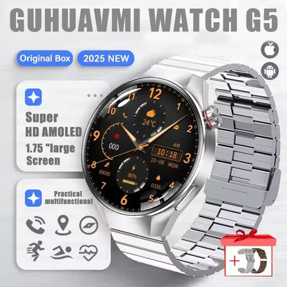 2025 New Watch G5 PlUS Smart Watch Men 1.75"AMOLED Screen GPS Track Compass Heart Rate Bluetooth Call SmartWatch For Android IOS
