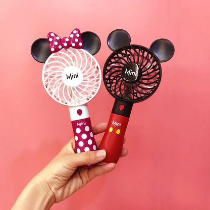 Handheld USB Charging Fan Cartoon Anime Character Mickey Mouse Shaped Desktop Electric Fan Kawaii Night Light Fan Toys Gif