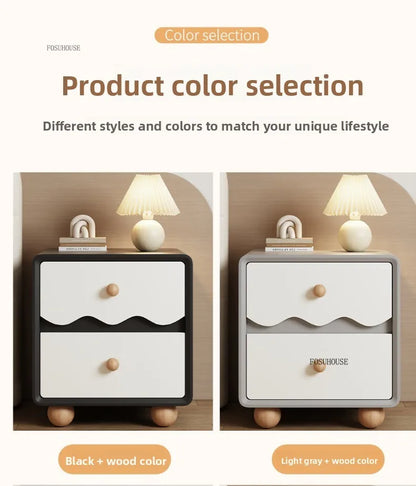 Cream Wood Children's Nightstands Cute Dormitory Storage Bedside Tables Home Children's Storage Cabinets for Bedroom Furniture