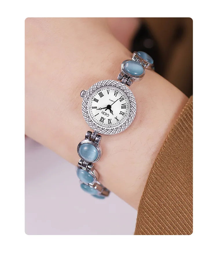 Women Bracelet Watch Ancient Luxury Premium Cat Eye Stone Colorful chain Watches Waterproof Ladies Fashion Quartz Wristwatch