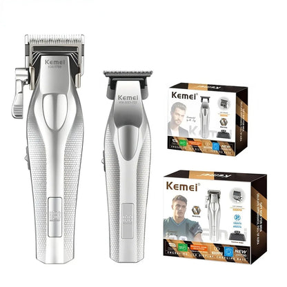 Kemei Clippers Professional Haircut Suit Rechargeable Hair Clippers Metal Body Shaver LCD Display Clipper For Man KM-3023 Set
