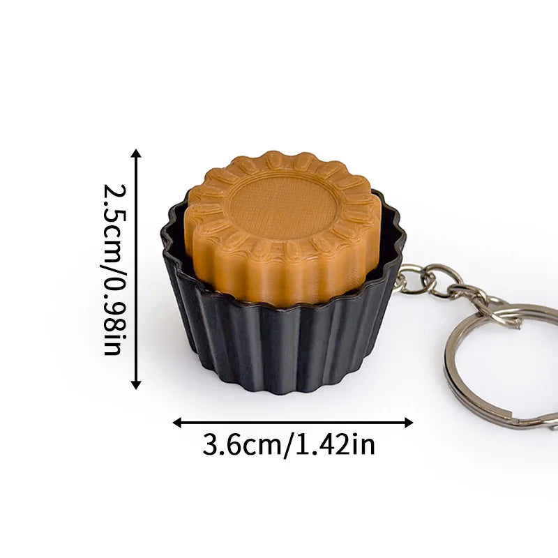3D Printed Cappuccino Coffee Cup Keyrings Creative Clicker Button Dessert Keychains Office Stress Relief Keyboard Fidgets Gifts