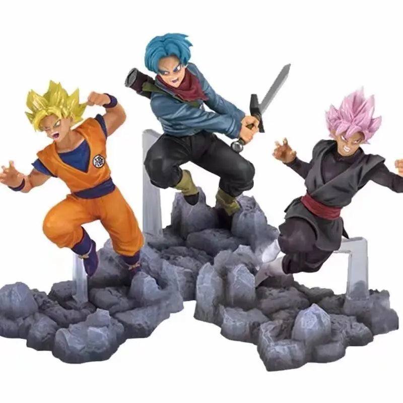 14cm Dragon Ball Goku Torankusu Goku Black Combat Posture Anime Figure Model Statue Collection Desktop Decoration Ornament Toys