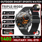 Smartwatch LIGE 2026 wojskowy, bateria 1400mAh, dla mężczyzn, latarka zewnętrzna, wodoodporność IP68, pulsometr, połączenia Bluetooth, bransoletka sportowa