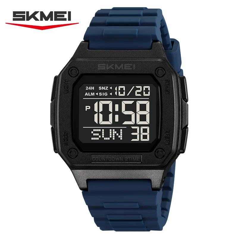 SKMEI 2456 Fashion Digital New Watch for Men Alarm Retro Sport Electronic Wristwatch LED Countdown Hand Clock Reloj Masculino