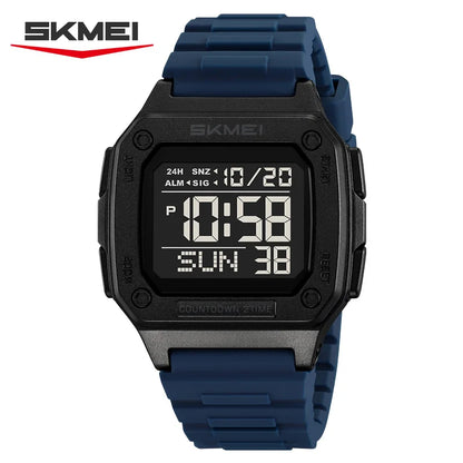 SKMEI 2456 Fashion Digital New Watch for Men Alarm Retro Sport Electronic Wristwatch LED Countdown Hand Clock Reloj Masculino