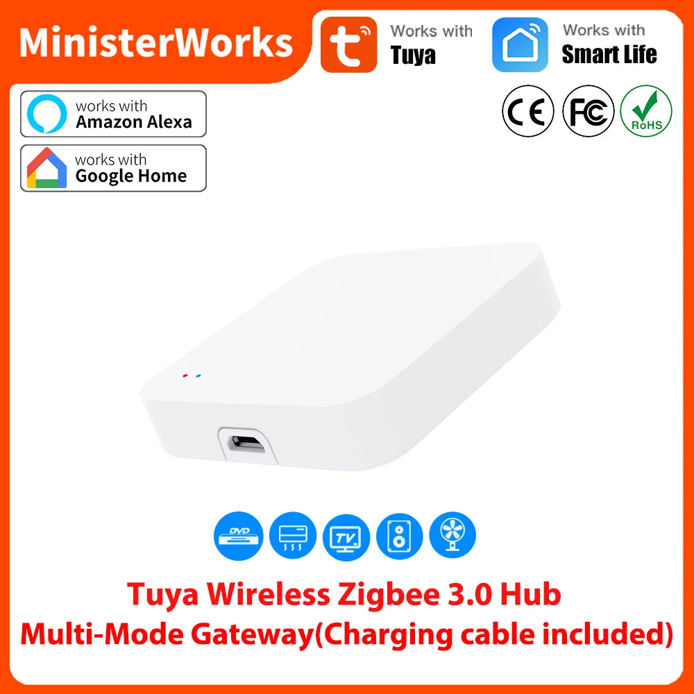 Tuya Zigbee Gateway Hub Smart Home Wireless Bridge SmartLife APP Remote Control Automation Device Works with Alexa Google Home