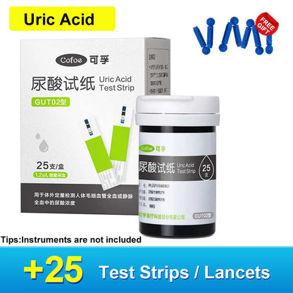 Cofoe Uric Acid, Glucose, Cholesterol 3-in-1 Monitor - Medical Grade Accuracy Blood Glucose Meter Uric Acid Cholesterol Monitor