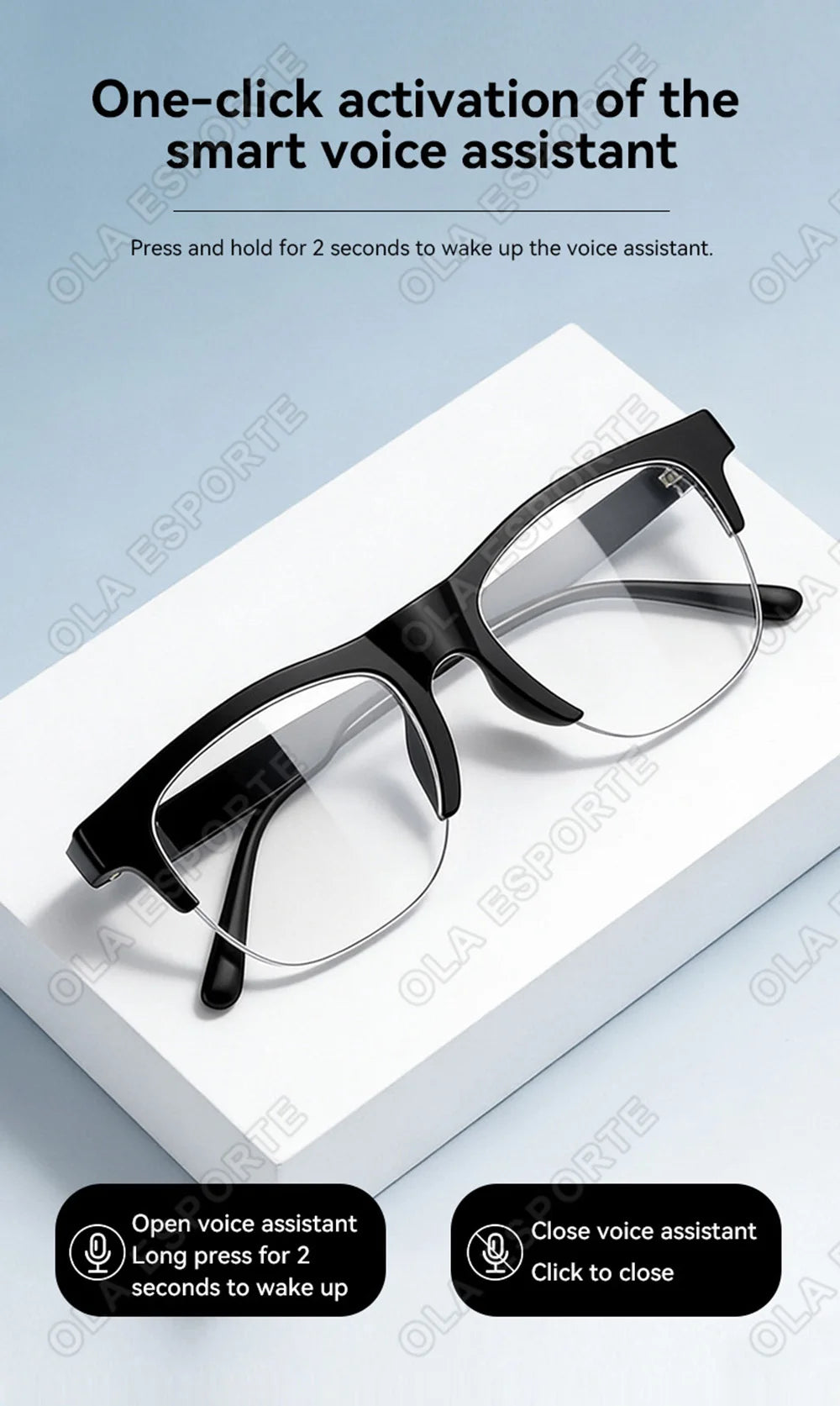New Wireless Bluetooth Smart Sunglasses Touch Control Music Remote Camera Voice Call Built-in Voice Assistant Smart Glasses HT22