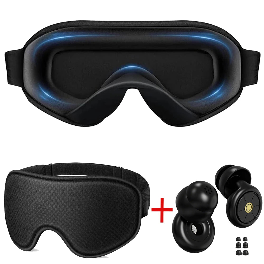 Sleep Mask ,Blackout Eye Masks for Sleep - 3D Breathable Soft Comfortable Eye Mask With Noise-cancelling earplugs