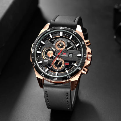 Man Sports Watches Fashion Racing Series 46mm Black Leather Clock VA VA VOOM Quartz Movement 3Bar Waterproof Wrist Watch for Men