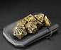 7 Pcs Cosplay D4-D20 DND Brass Gold Polyhedral Sharp Edge Casino Dice Rpg Table Board Game Tray Gem Stone Dragon Metal Steel Set