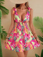 Women's Woven V-Neck Sleeveless Mini Dress Casual Printed Dress for Spring/Summer 2026 Women's Summer Clothing