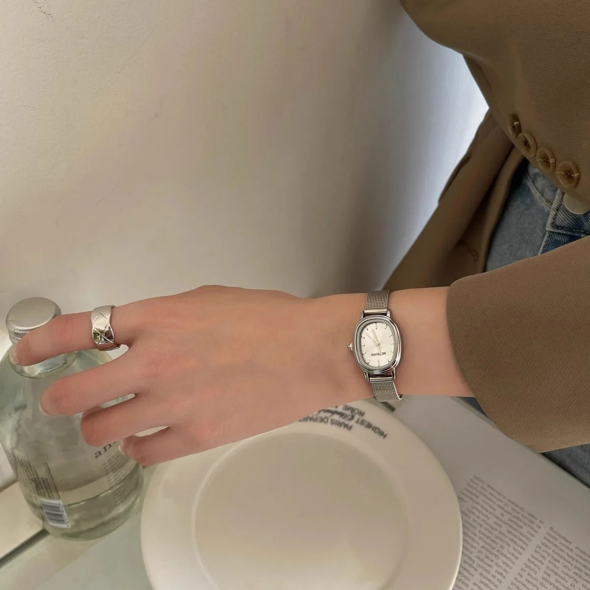 Simple Brand Women Watch Small Oval Dial Green Ladies Wristwatches Luxury Girl Gift Watch Dropshipping Relojes Para Mujer