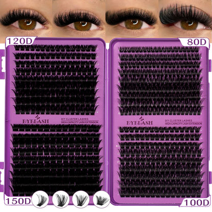 D Curl Individual Eyelash Clusters High Capacity Dense Eyelash Extension 8-16mm Suit for Different Makeup Beauty Long Lasting