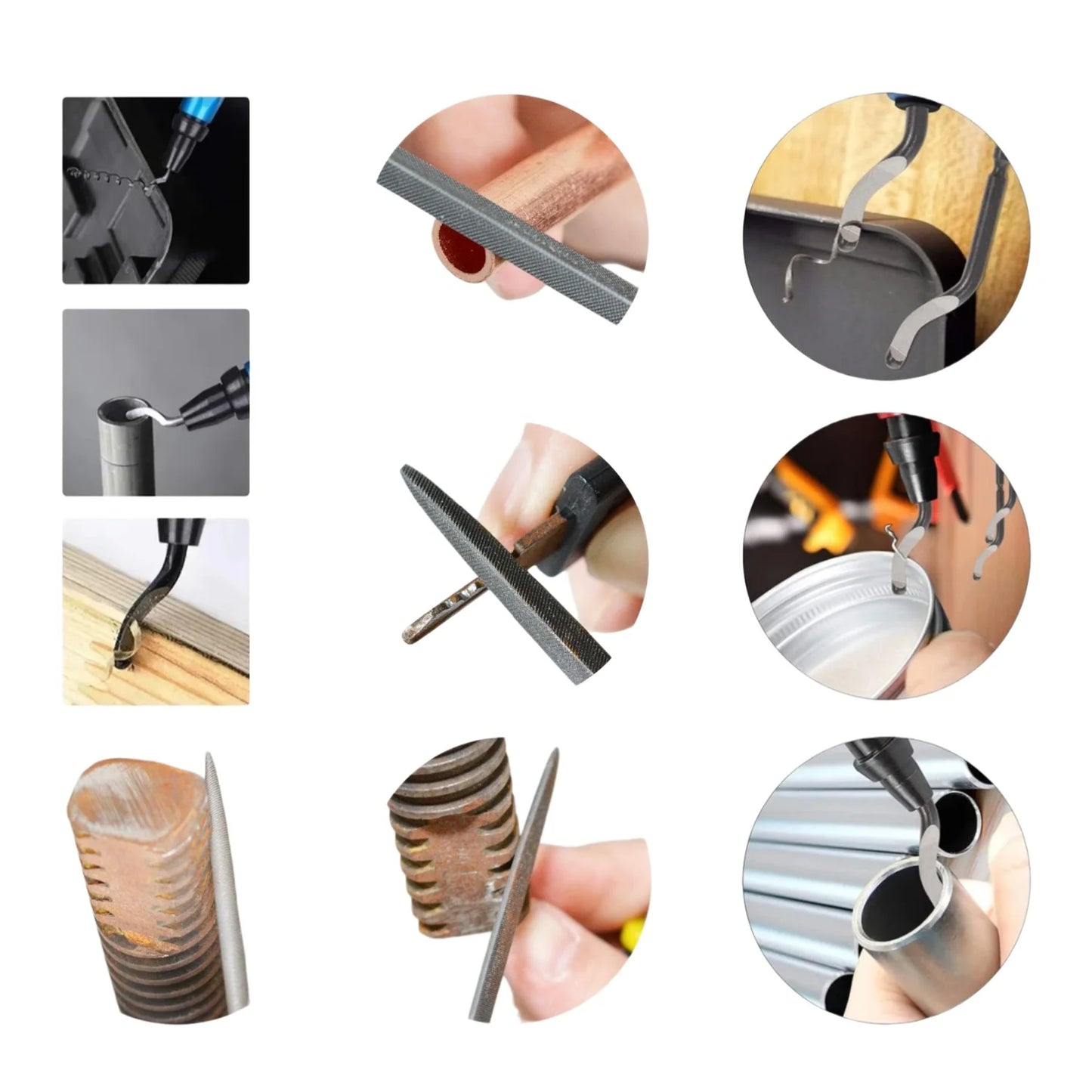 Deburring Tool Kit with 6Pcs Needle Files 6-1/2" Chamfer Tool for Resin Metal Plastic Tube Hole 3D Art with Extra 10 HSS Blades