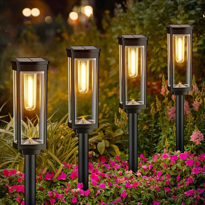 2/4/6Pcs Retro Solar Pathway Warm Lights Outdoor Waterproof Garden Incandescent Bulb for Walkway Yard Backyard Landscape Decor