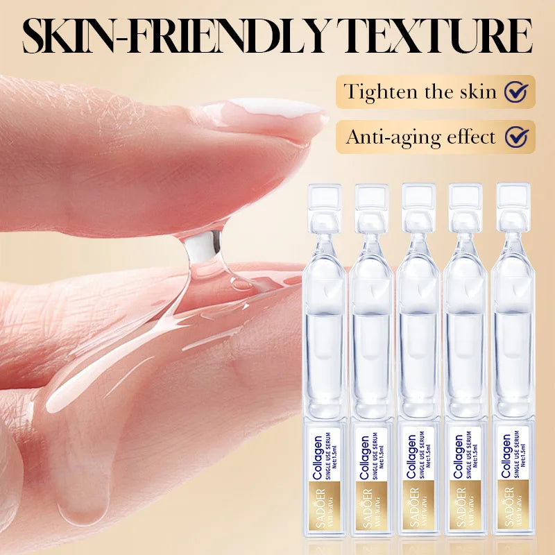 1 Box of 10 Collagen Anti-Wrinkle Single-Use Essence Serums, Moisturizing and Hydrating, Refreshing and Non-Greasy